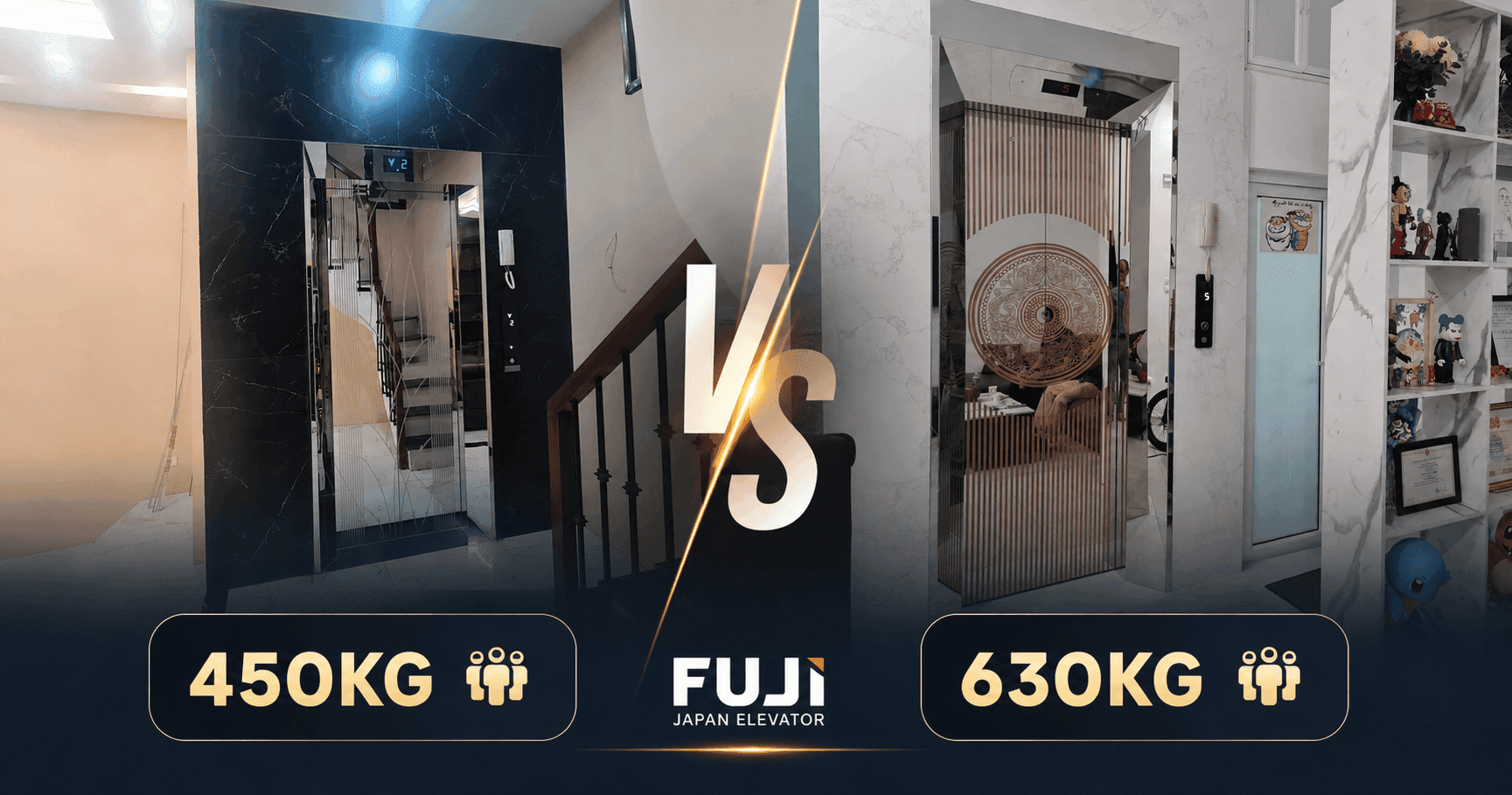 So sánh thang máy FUJI 450kg và 630kg — Nên chọn loại nào cho nhà bạn?