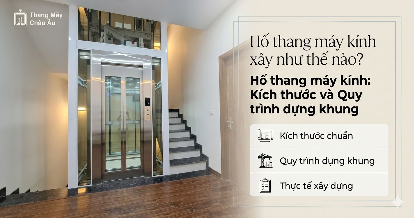 Hố thang máy kính xây như thế nào