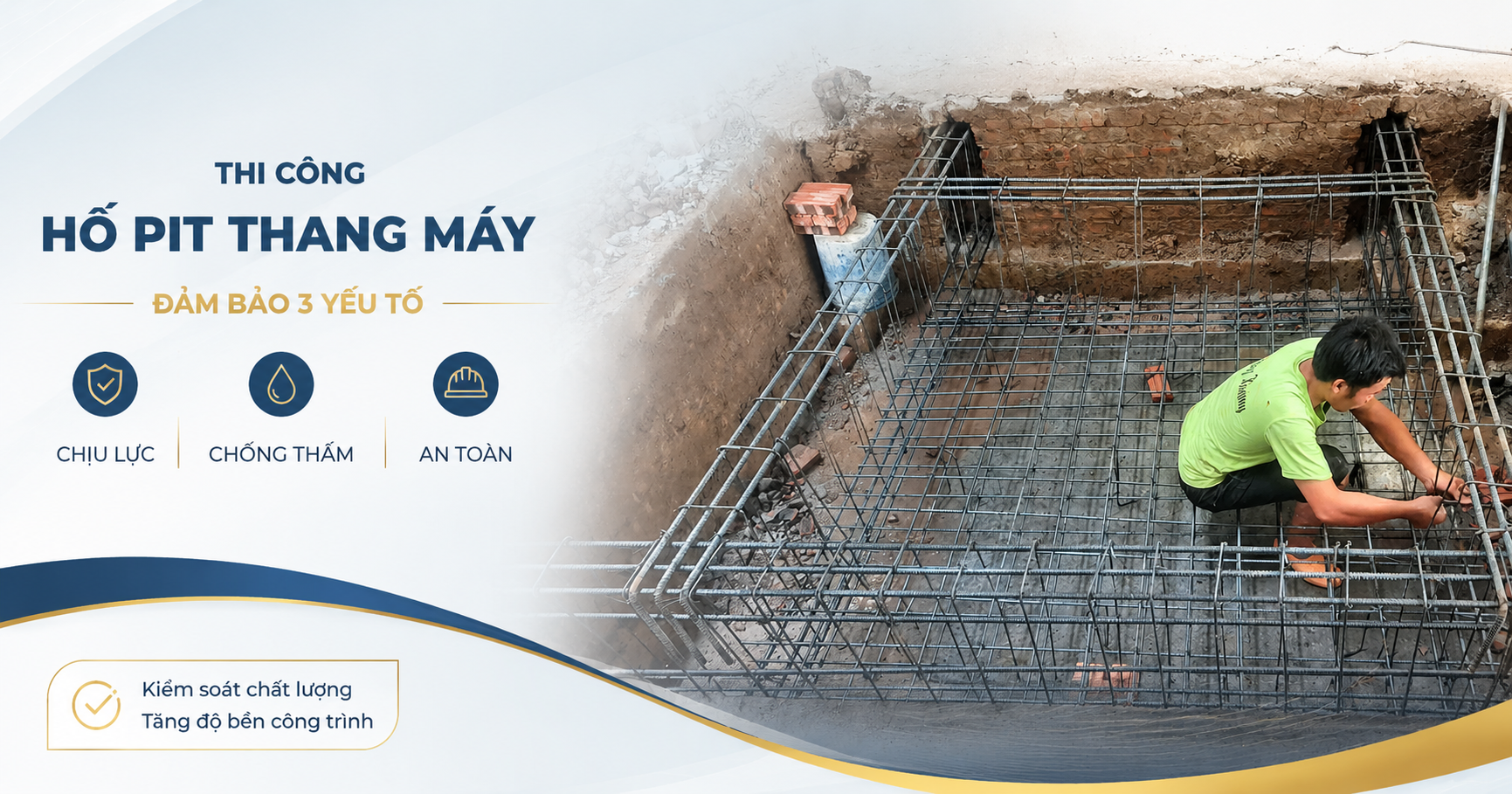 Thi công hố pit thang máy đạt tiêu chuẩn chịu lực chống thấm