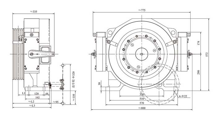 Bản thiết kế Động cơ thang máy TORIN GTW9
