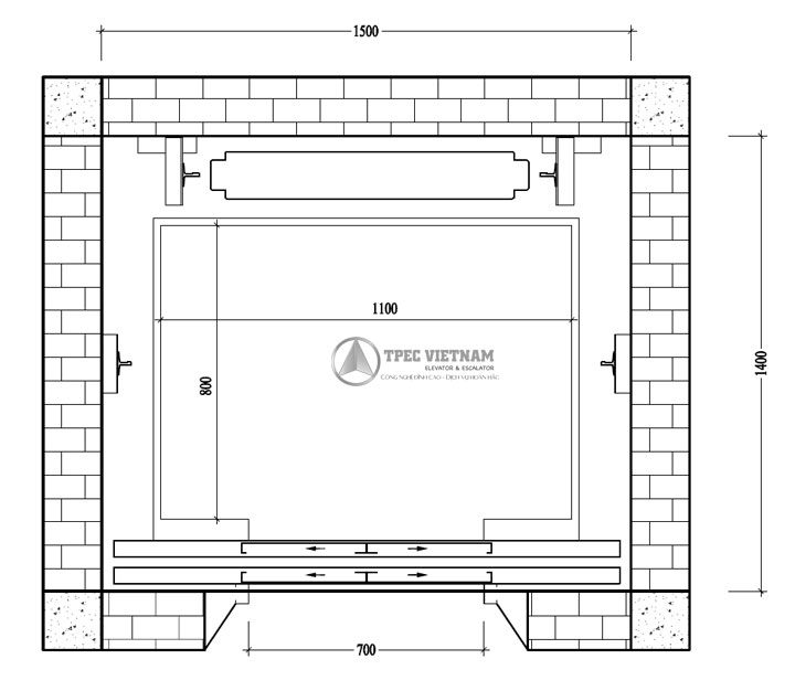 Kích thước thang máy gia đình 350kg tiêu chuẩn Kích thước thang máy gia đình 350kg tiêu chuẩn