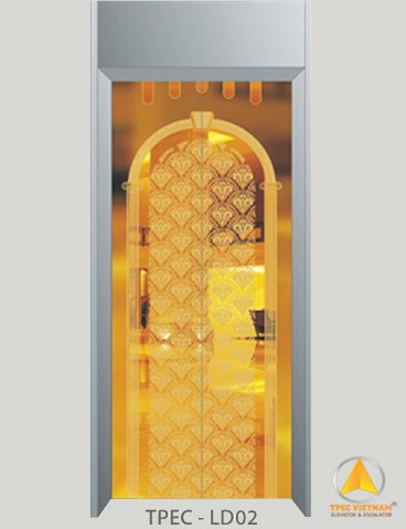 Cửa tầng thang máy cổng chào hoa văn vàng