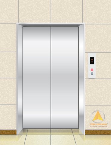 Mẫu cửa tầng thang máy tiêu chuẩn inox sọc nhuyễn 02