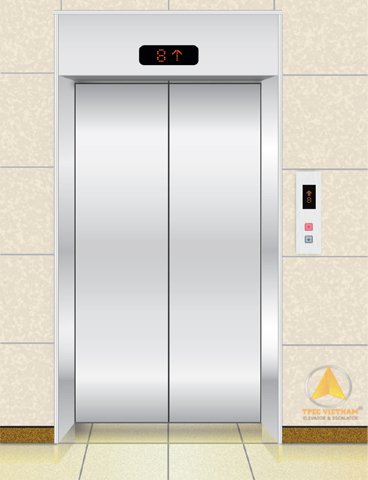 Mẫu cửa tầng thang máy tiêu chuẩn inox sọc nhuyễn 03