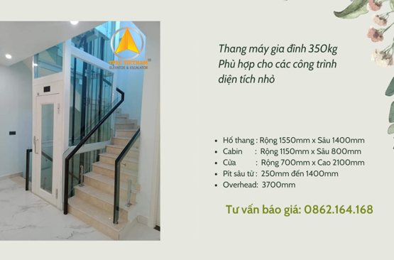 Thang máy gia đình 350kg, liệu có phù hợp cho ngôi nhà bạn?