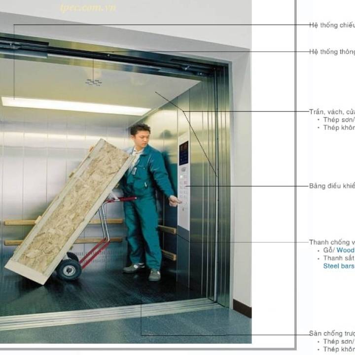 thang máy tải hàng kèm người