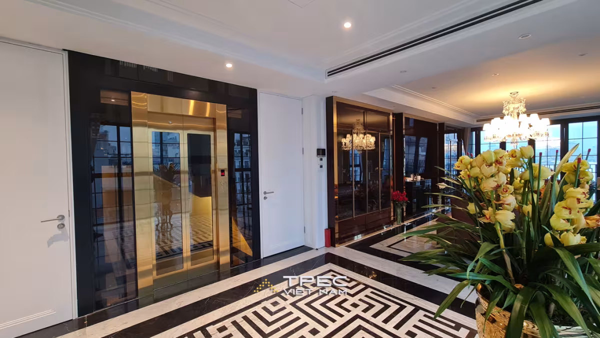 Thang máy kính màu trà đậm
