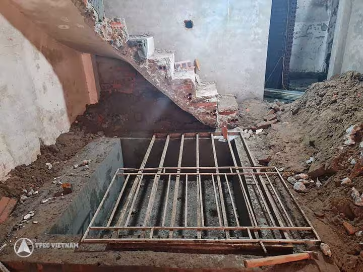 Thi công hố pit thang máy