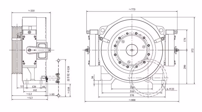 Bản thiết kế Động cơ thang máy TORIN GTW9