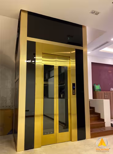 Khung nhôm thang máy vàng