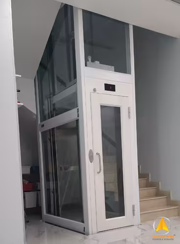 Khung thép thang máy chấn định hình sơn màu trắng