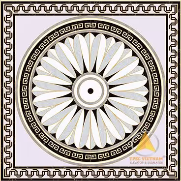 Mẫu sàn gạch thang máy hoa văn vuông mẫu 3