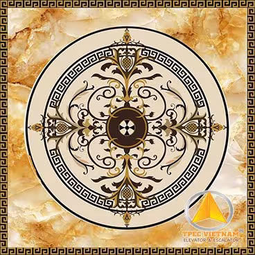 Mẫu sàn gạch thang máy hoa văn vuông mẫu 4