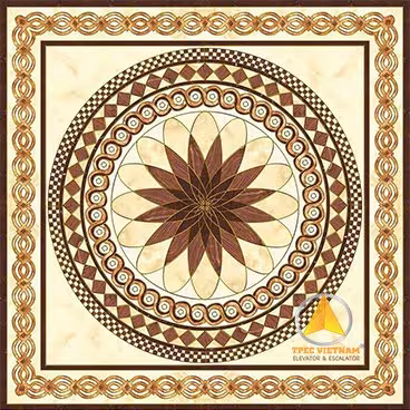 Mẫu sàn gạch thang máy hoa văn vuông mẫu 5
