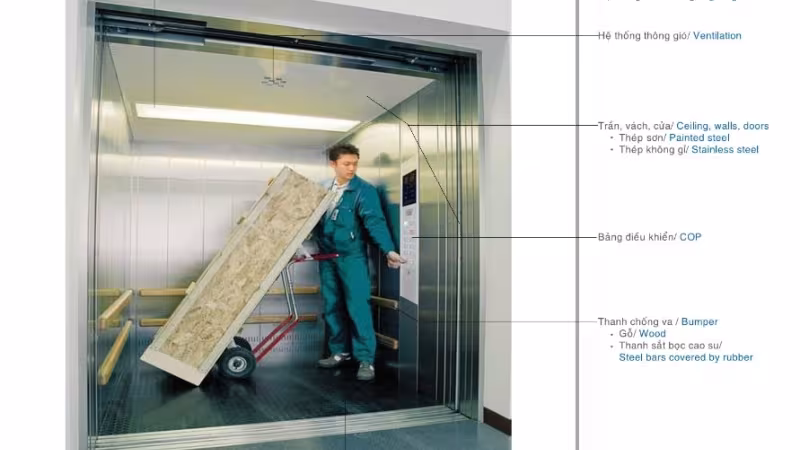 thang máy tải hàng kèm người